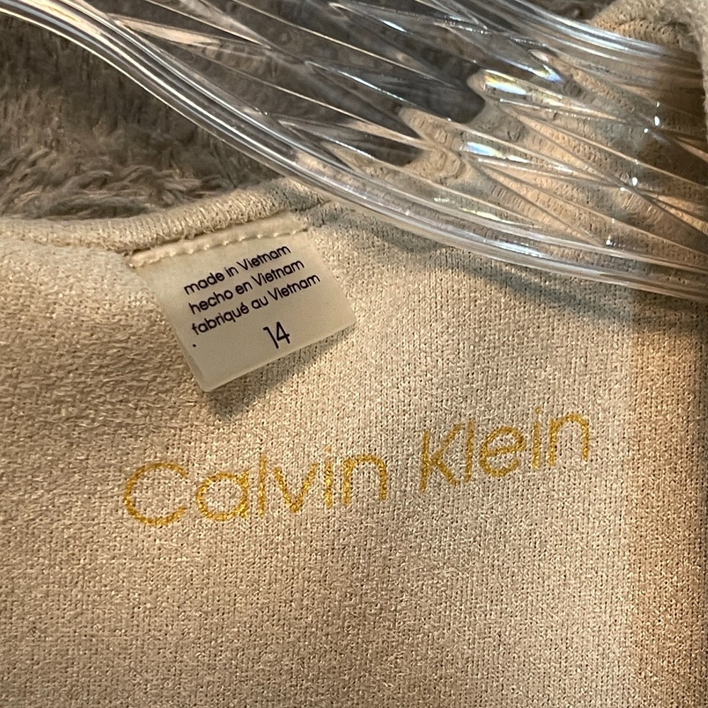 Calvin Klein Women Faux Suede Midi Dress 14 Minimalist Quiet Luxury Soft Girl - Picture 7 of 12
